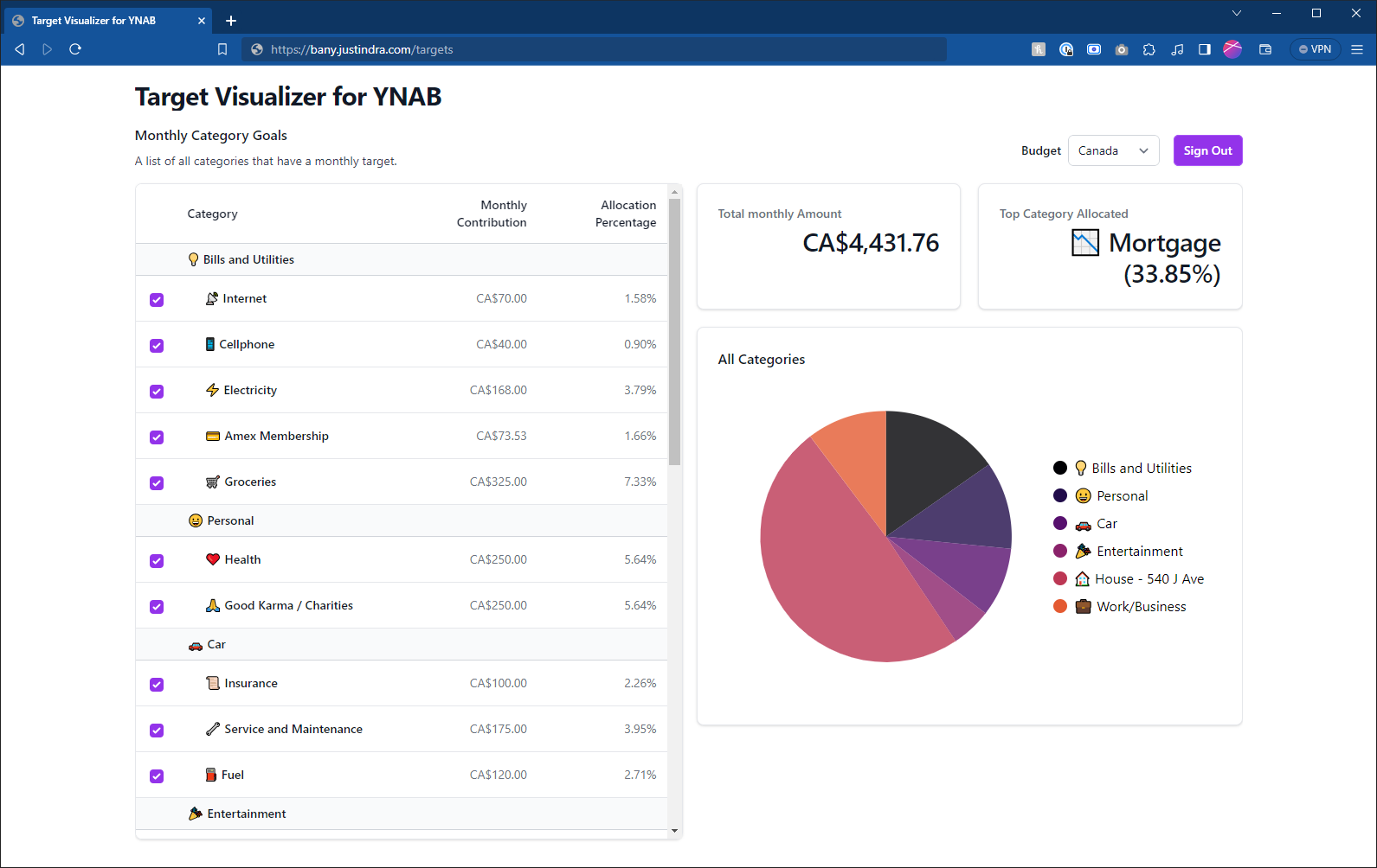A screenshot of the tool